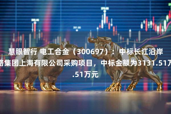 慧眼智行 电工合金（300697）：中标长江沿岸铁路集团上海有限公司采购项目，中标金额为3131.51万元